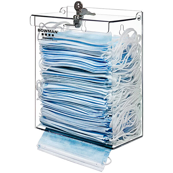 BOWMAN Dispensers Clear PETG Plastic Vertical Wall Mount Locking Face