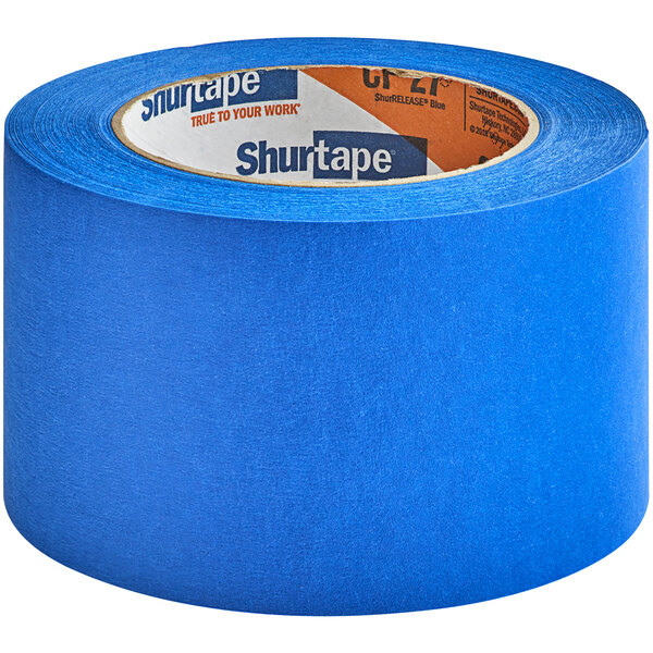 A blue roll of Shurtape painter's tape.