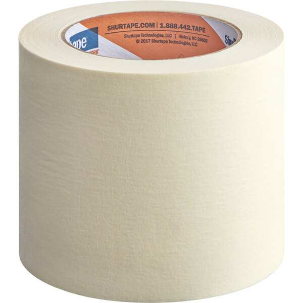 A roll of Shurtape natural masking tape with a blue label.