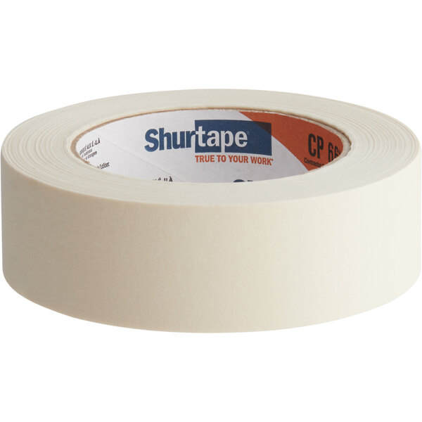 A roll of Shurtape natural contractor grade masking tape.