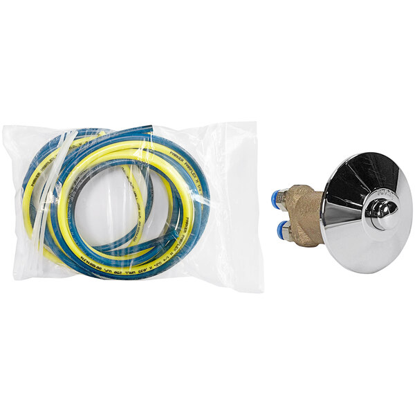A plastic bag with a Sloan hydraulic actuator hose and hose kit inside.