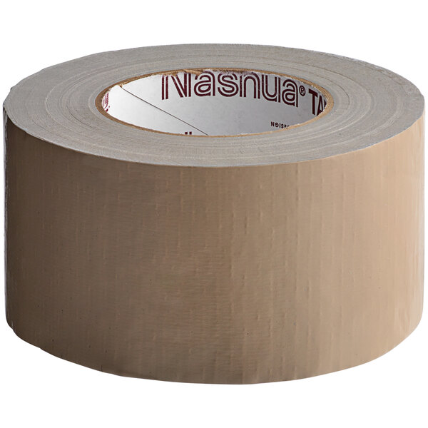 A roll of Nashua Tan Duct Tape with brown tape and the word Nashua in red.