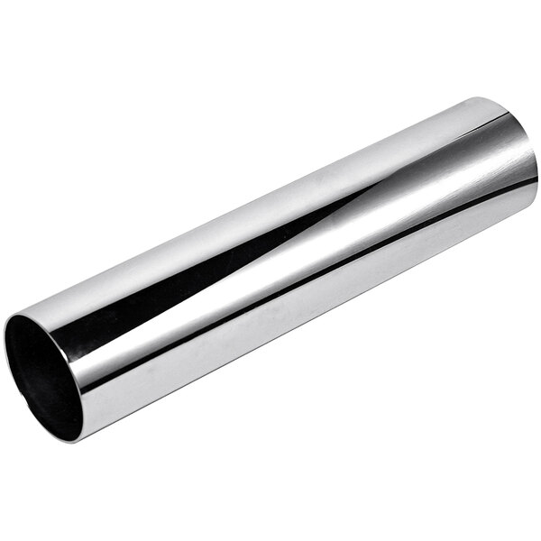 A silver metal tube with a cap on one end.