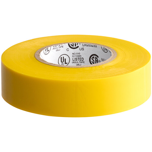 A roll of yellow Nashua PVC electrical tape with white writing on the label.