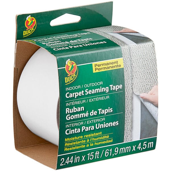 A green Duck Brand box of carpet seaming tape.