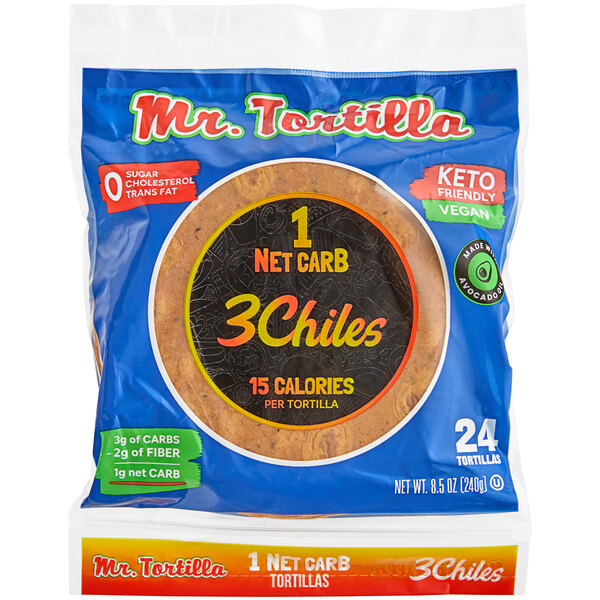 Mr. Tortilla 4" Low Carb Spicy 3 Chiles Tortillas 864/Case