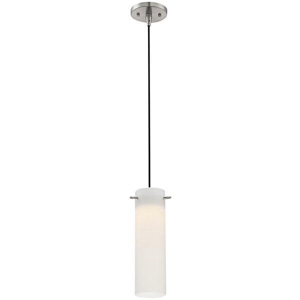 A SATCO/NUVO mini pendant light with a white glass shade.