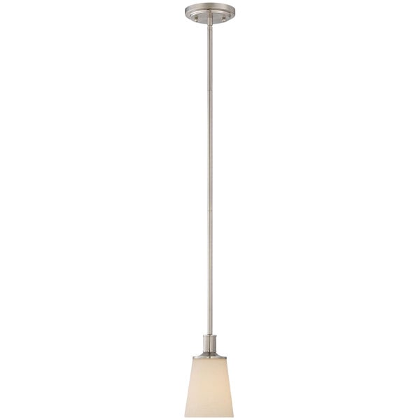 A SATCO Laguna mini pendant light with a white glass shade and brushed nickel finish.