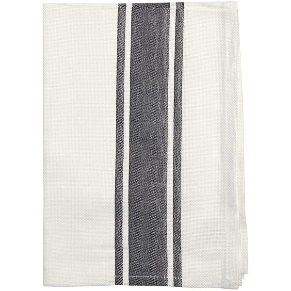 A white Garnier-Thiebaut cloth napkin with black stripes.