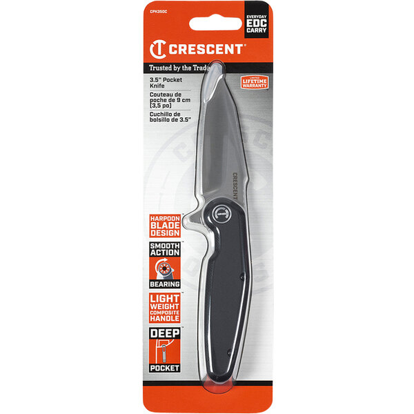 Crescent Tools 3 1/2" Harpoon Blade Pocket Knife with Composite Handle