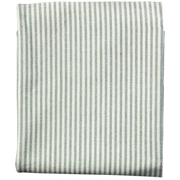 A folded white and green striped Garnier-Thiebaut cloth napkin.