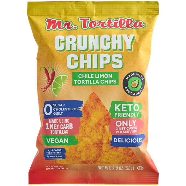 Mr. Tortilla Low Carb Chile Limon Crunchy Tortilla Chips 2 oz. 44/Case