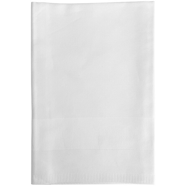 A folded white Garnier-Thiebaut cloth napkin with white crossbordered edges.