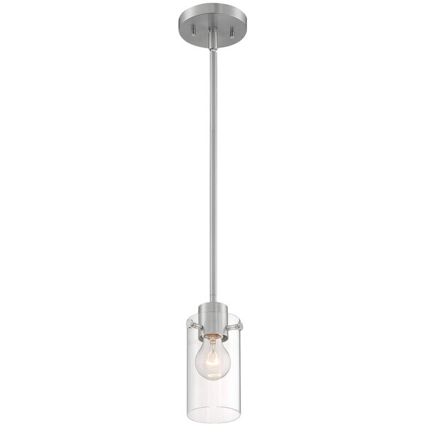A Satco/Nuvo mini pendant light with a clear glass shade and brushed nickel finish.