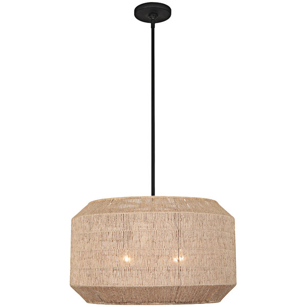 Kalco Cebu 4Light 20" NatureInspired Pendant Light with Woven Jute Shade 120V, 40W