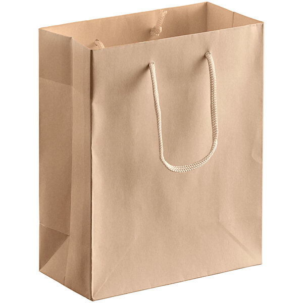 A customizable brown paper bag with rope handles.