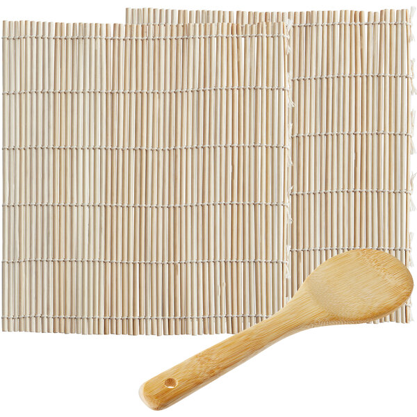 Emperor's Select Sushi Making Kit with Bamboo Rice Paddle and (2) 12" x