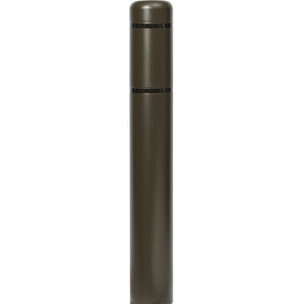 A brown Innoplast BollardGard with black reflective stripes on a cylindrical metal post.