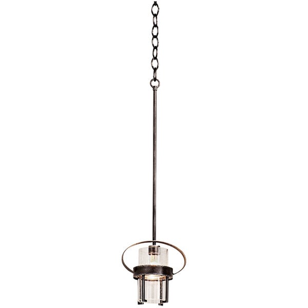 A Kalco Bexley mini pendant light with a chain hanging from it.