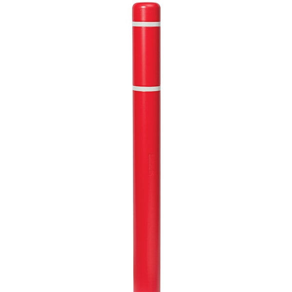 A red pole with white stripes.