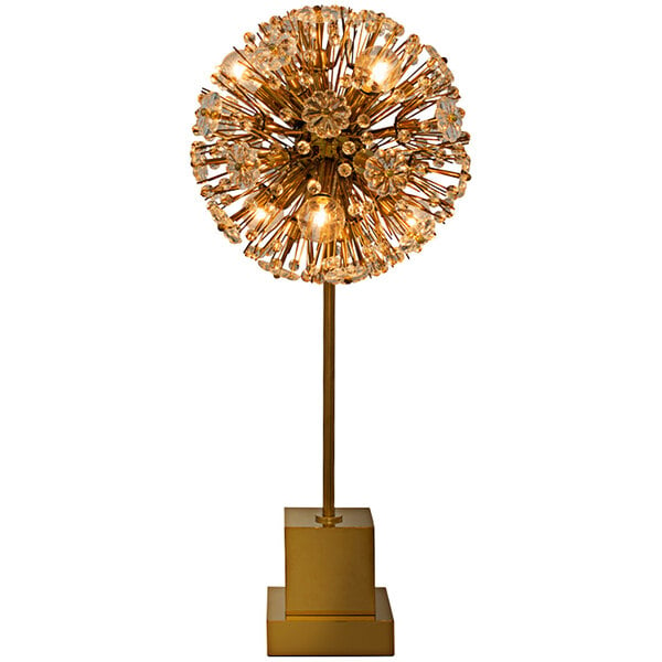A gold and crystal table lamp by Kalco.