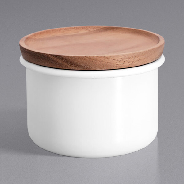 Hario Bona 3.5 oz. Enamel Tea / Coffee Canister with Wood Lid BCN-100-OV
