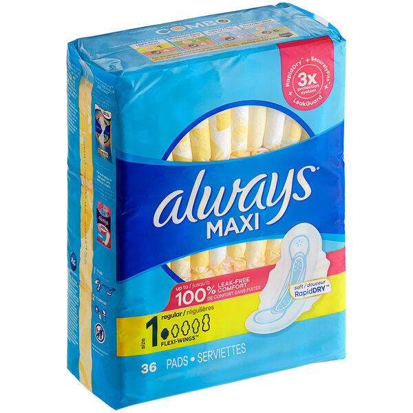 Always Maxi 36-Count Unscented Menstrual Pad with Wings - Size