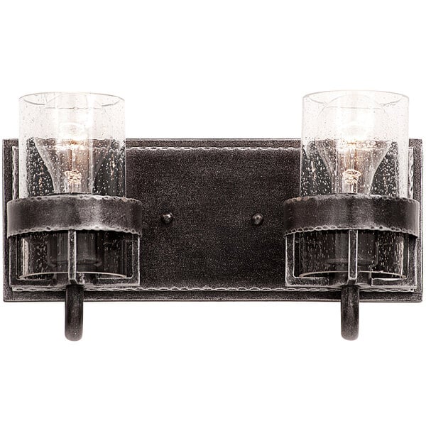 A Kalco Bexley 2-light wall sconce with glass shades.
