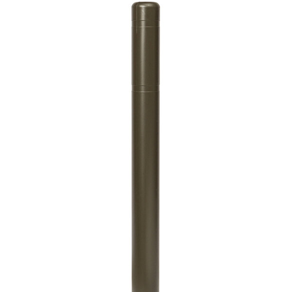 A brown metal pole with a black stripe.