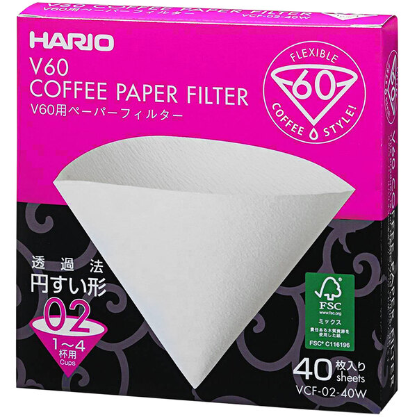 Hario V60 White Paper Coffee Filter Size 02 40/Box