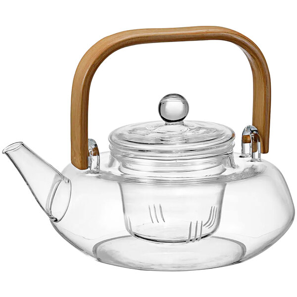 Hario 24 oz. Glass Teapot with Bamboo Handle with Glass Infuser QSH70