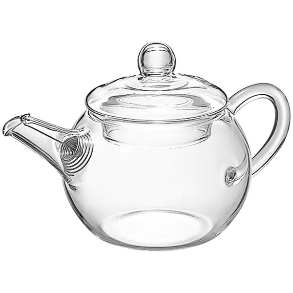 Hario Asian 6 oz. Round Glass Teapot Stainless Steel Strainer QSM1