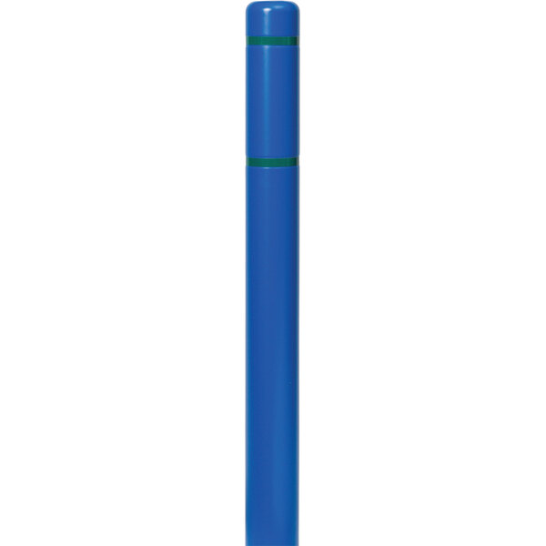 A blue Innoplast BollardGard pole cover with green stripes.