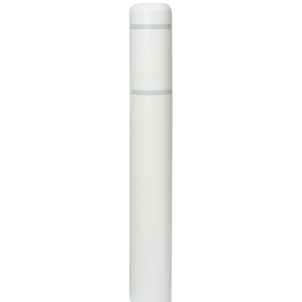 A white cylindrical Innoplast BollardGard with white reflective stripes on top.