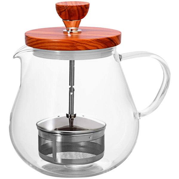 Hario Teaor Wood 24 oz. Glass Teapot with Pullup Infuser TEO70OV