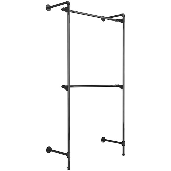 An Econoco anthracite grey metal outrigger kit with black pipes and two garment rails.
