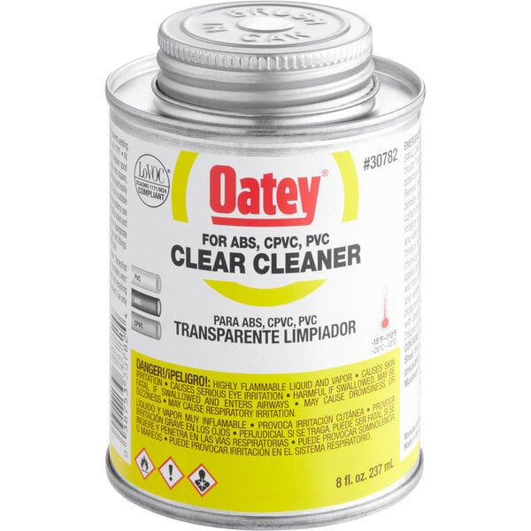 A can of Oatey clear cleaner.