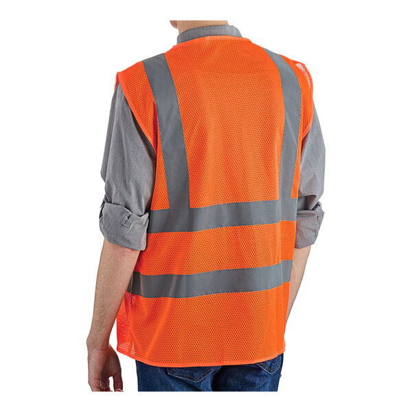 Lavex Class 2 Orange High Visibility Safety Vest with Zipper Closure ...