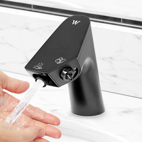 Waterloo Deck-Mounted Matte Black Hands-Free Dual-Sensor Faucet with Foam Soap Dispenser