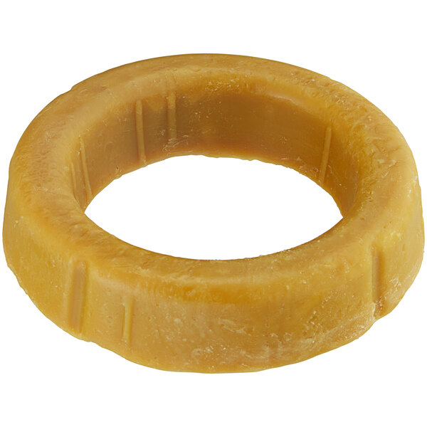 A yellow Hercules Johni-Rings jumbo wax gasket with a hole in the middle.