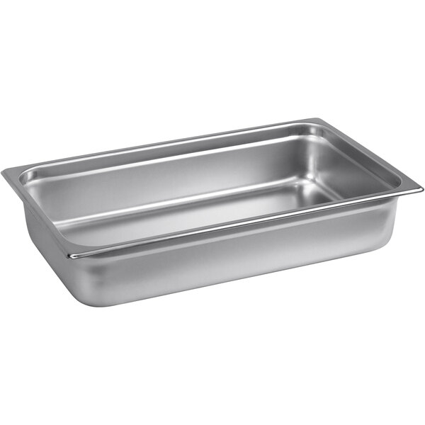 An AccuTemp stainless steel drain pan with a lid.