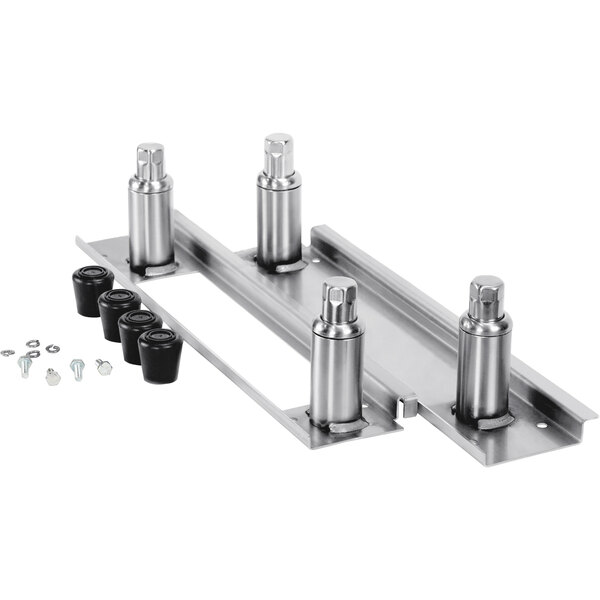 A metal piece with screws and bolts for AccuTemp AT1A-3030-1 Adjustable Bullet Feet.
