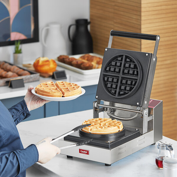 Estella WBMP1A Press-Style Belgian Waffle Maker - 120V, 1300W