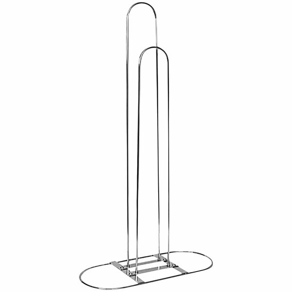 A metal Hanger Stacker stand with metal legs.