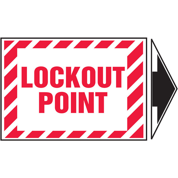 Accuform 3 1/2" x 5" Adhesive Vinyl "Lockout Point" (With Detached Arrow) Safety Label LLKT530VSP - 5/Case