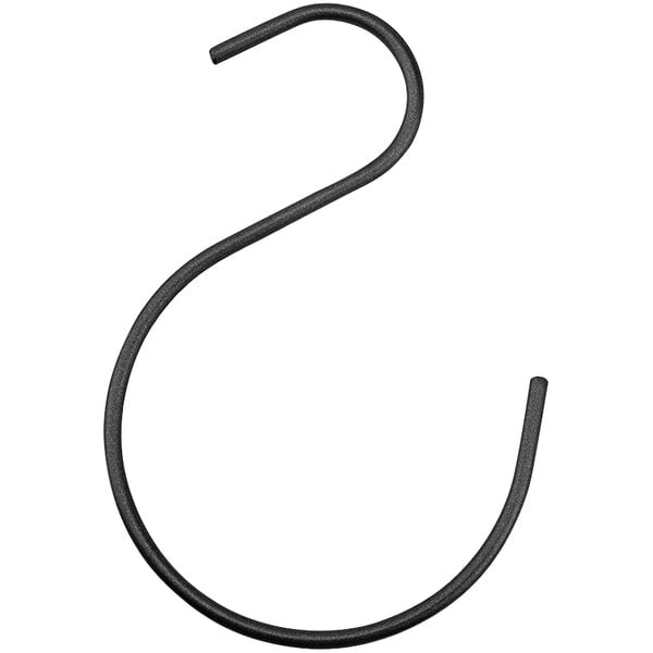 A black curved 7" S-shaped pants hook.