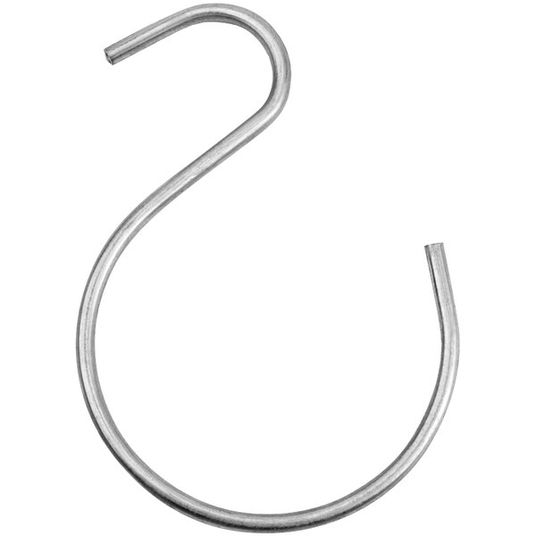 A 12 pack of silver curved metal S-shaped pants hooks.
