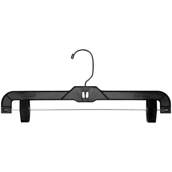 14" Black Plastic HeavyWeight Skirt / Pant Hanger with Black Hook and