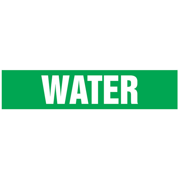 A green rectangular sign with white text that says "Water" in white letters.