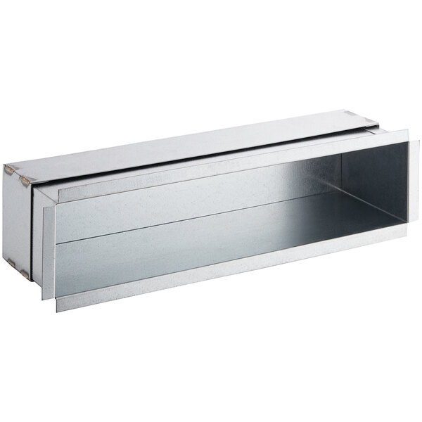A silver galvanized steel Micro Matic Long Sleeve Shadow Box with a clear window.